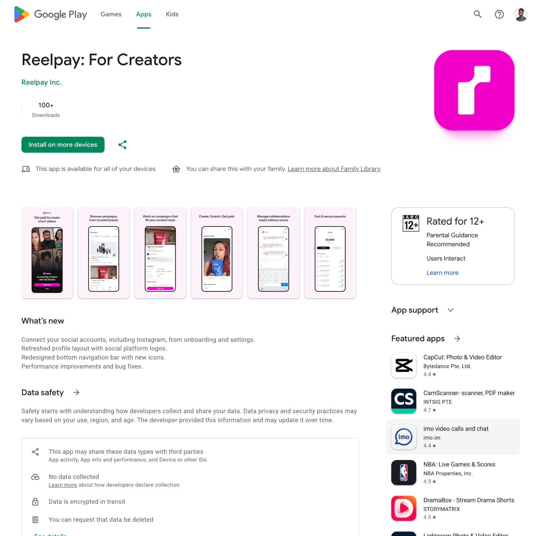 Reelpay Mobile App screenshot